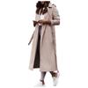 Women's Fashion Warm Winter Long Sleeve Solid V-neck Bandage Wool Coat