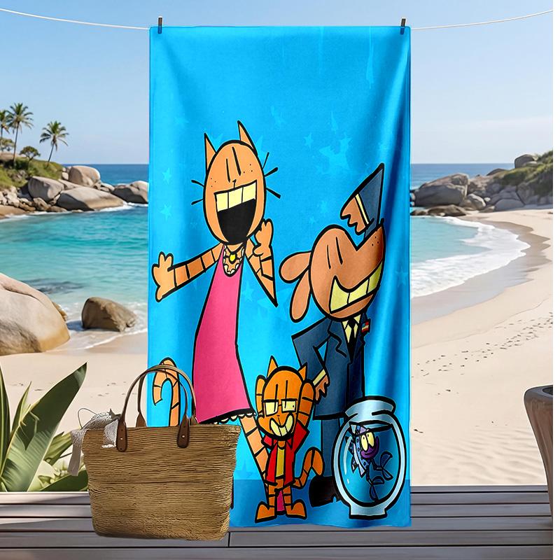 Dog Man Printed Quick Dry Beach Towel Super Absorbent Soft Lightweight Bath Towel for Pool Summer Travel