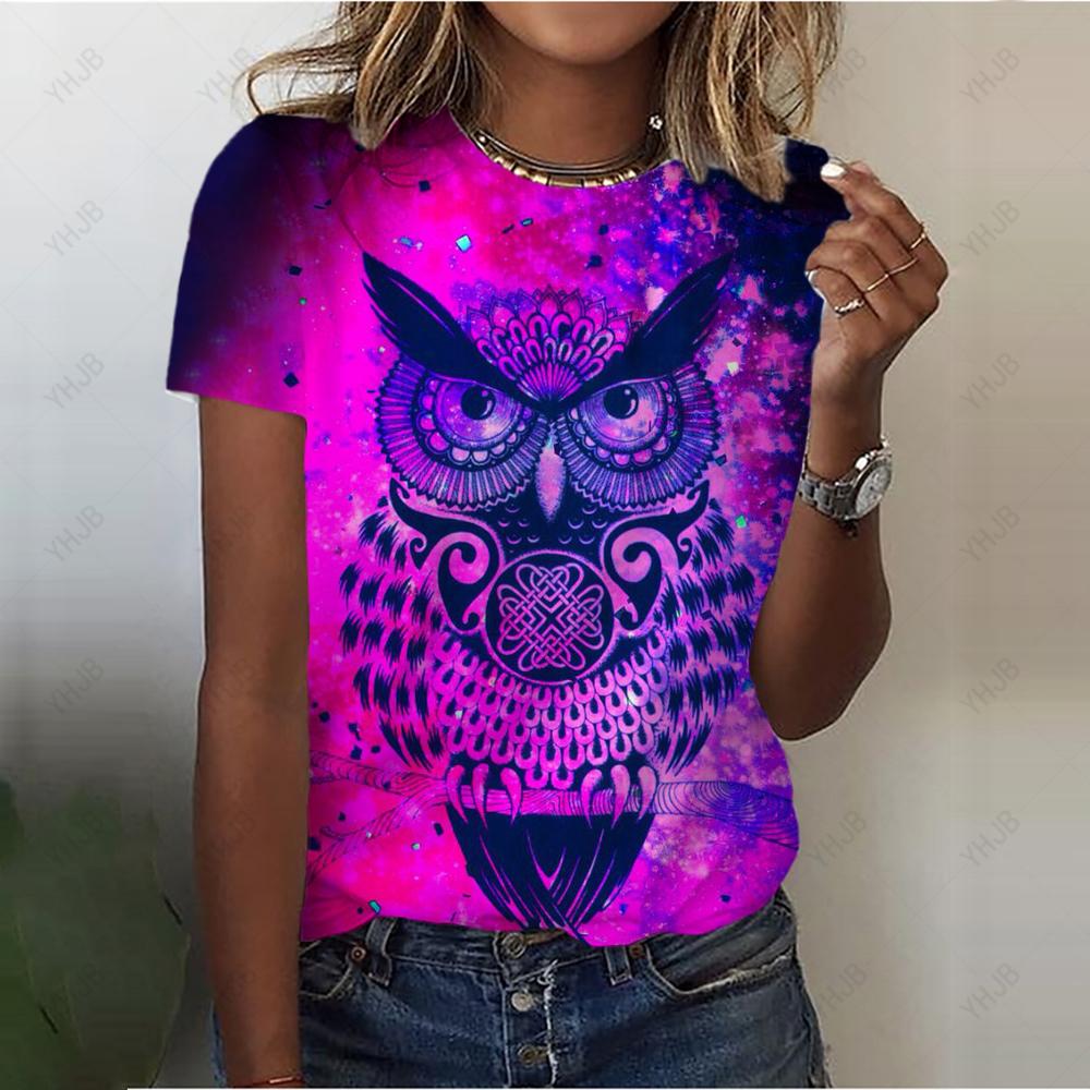 Summer O-Neck Casual Bohemian Print Ladies Tee Shirts Lion 3D Print T Shirt Women Fashion Loose Short Sleeve Tops Oversized