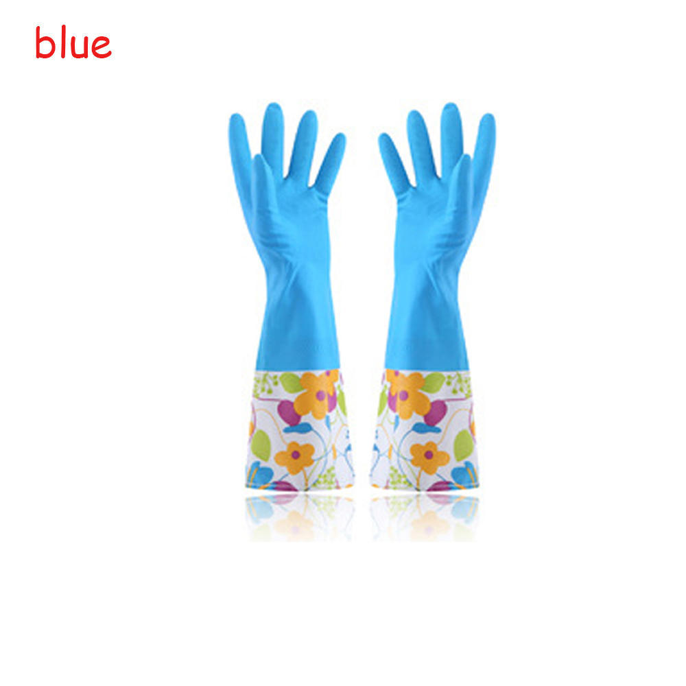 1 Pair Fashion Household Winter Waterproof Rubber Mittens Cleaning Dust Dishwashing Glove