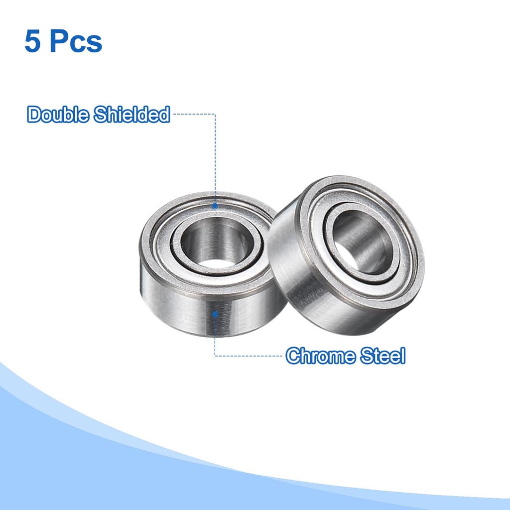 uxcell 5pcs MR104ZZ Deep Groove Ball Bearing 4x10x4mm Chrome Steel Miniature Bearing Double Sealed Precision Bearing P5 (AB EC 5)