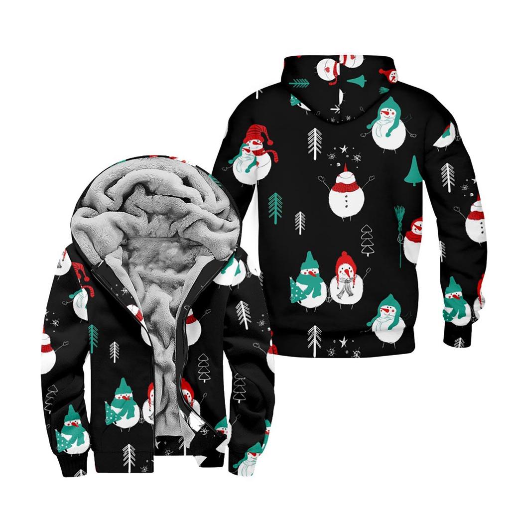 Мужской индивидуальный повседневный свитер на молнии с длинным рукавом и принтом, толстый хлопковый костюм, зимний костюм