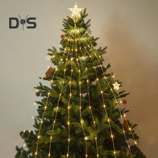Рождественская елка каскадные мерцающие огни 8 режимов Регулируемая функция таймера Водонепроницаемый Простая установка каскадные мерцающие огни для елки