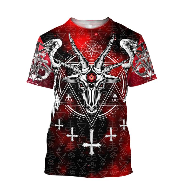 Devil Pattern 3d Print T-shirt Summer Short Sleeve Streetswear Fashion O Neck Men's T-shirts