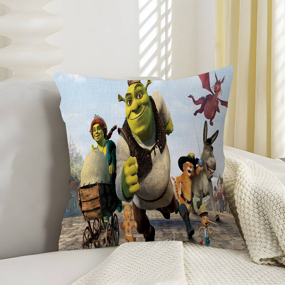 S-Shrek Movie Pillow Gift Home Office Decoration Bedroom Sofa Car Cushion Cover Case 45X45