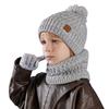 Kids Winter Hat Gloves Scarf Set Girls Boys Knit Hat with Pom Neck Warmer Mittens Set Toddlers Cold Weather Accessories for Kids 4-10 Years