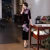 T0011-C Autumn and winter velvet long cheongsam improved daily banquet large size performance clothes women's Chinese style