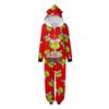 Christmas Print Family Matching Hooded Long Sleeved Zippered Jumpsuit Set