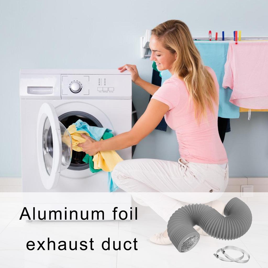 Dryer Vent Hose Air Duct Flexible Adjustable PVC Heavy Duty Air Duct Hose with 2 Screw Clamps for HVAC Ventilation