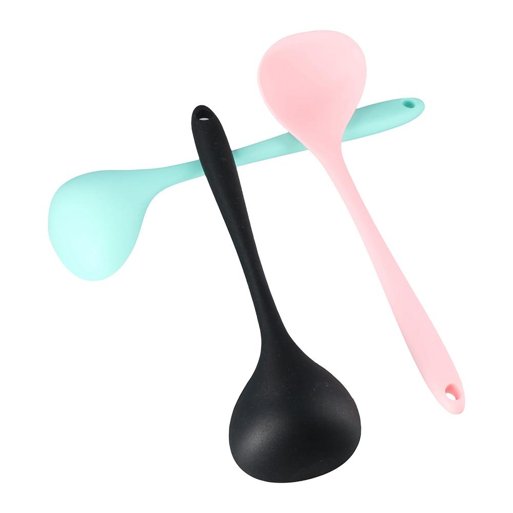 Multifunction Kitchen Non-stick Dinnerware Silicone Serving Spoon Soup Ladle Tableware Scoop