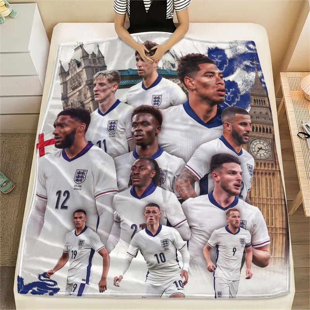 1PC England National Football Team Patterned Flannel Blanket Suitable For All Seasons for Home Decor Warmth and Comfort Gifts Holiday Present