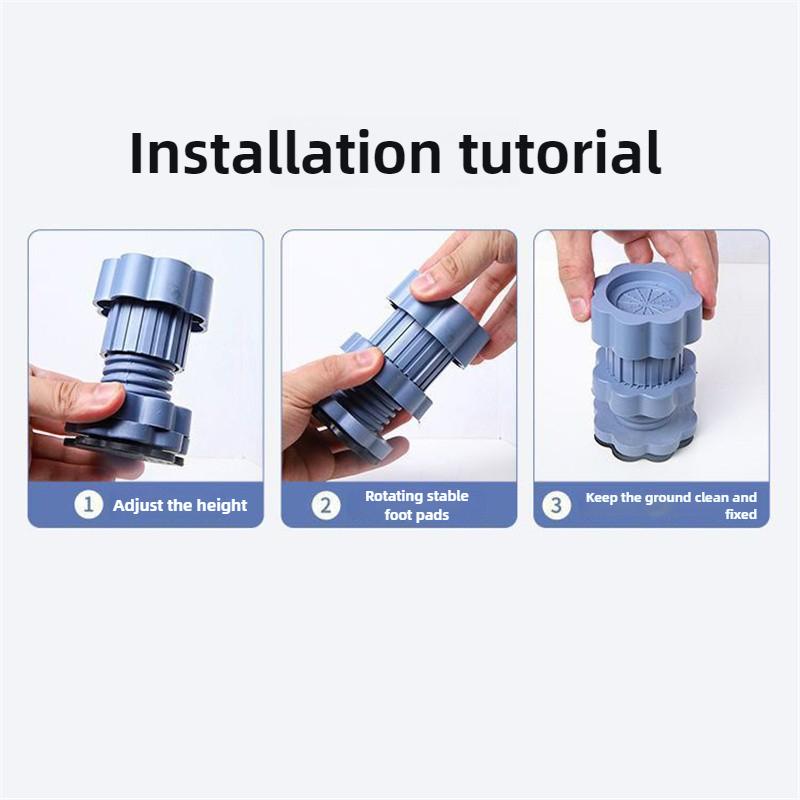 Универсальная противоскользящая и ударопрочная подставка для стиральной машины и холодильника с регулируемой высотой, антивибрационными ножками для снижения шума, влагостойкая, прочная