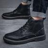 Autumn New Martin Boots Business Leather Boots Lace Up High Top Leather Shoes Winter Protective And Wear -Resistant Men Boots