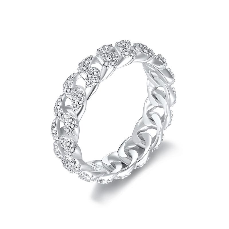 Мужское модное кольцо с кубинской цепью и цирконием - Хип-хоп стиль, Супер крутое кольцо на палец для пар.