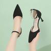 Summer New Sexy High Heels Femininity Elegant Versatile Pointed Hollow Single Shoes Fashionable One-word Buckle Sandals