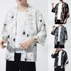 Fashion Men Casual Comfortable Cardigan Print Loose Jacket Coat Baggy Tops