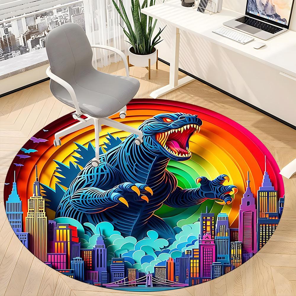 1pc Dinosaur Office Round Area Rug, Under Office Chairs Bedroom Living Room Home Decor, Room Decoa1016234