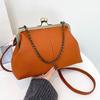 Women's Vintage Lychee Pattern Bag Soft Leather Bag Simple and Versatile Shoulder Bag Chain Crossbody Bag New