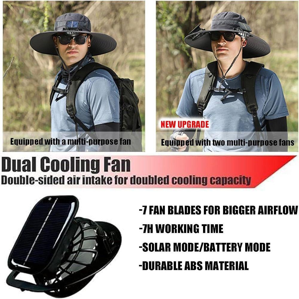 Breathable Sun Hat with Solar Fan Waterproof Sun Bucket Hat Convenient Wide Brim Sun Hat  Summer
