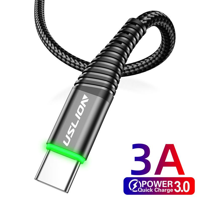 USLION 3A, 2 м, USB-кабель типа C, зарядное устройство для мобильного телефона, тип C, быстрая зарядка, шнур передачи данных Andriod Microusb