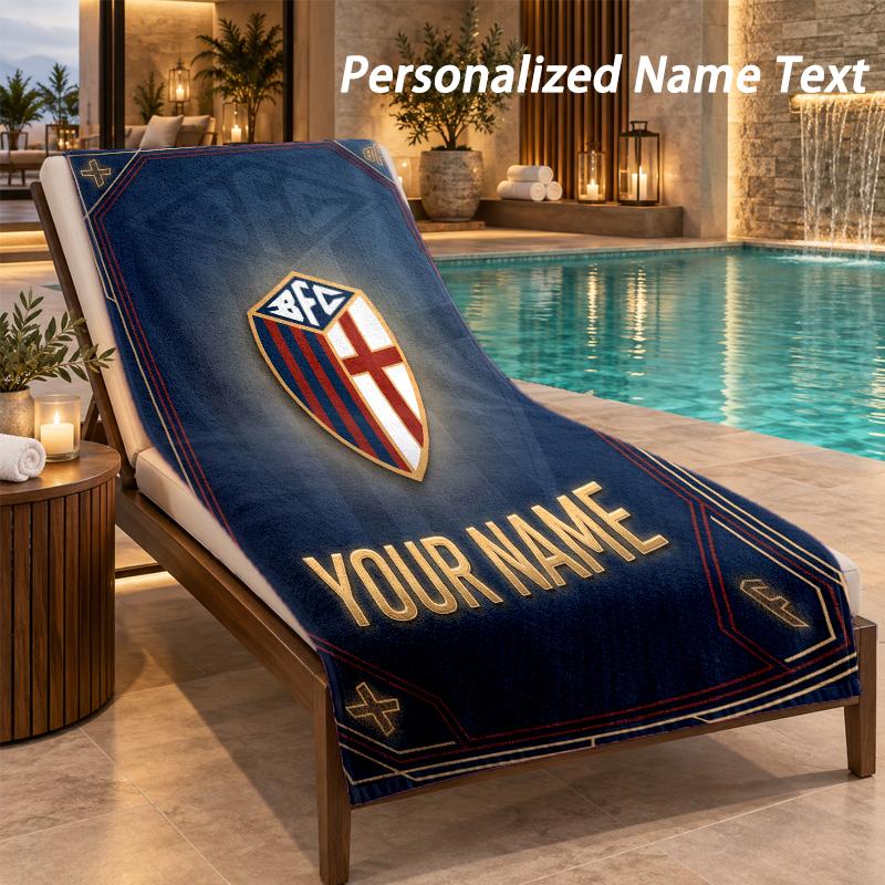 Custom Text Bologna FC Print Beach Towel Large Towel For Home Bathroom Beach