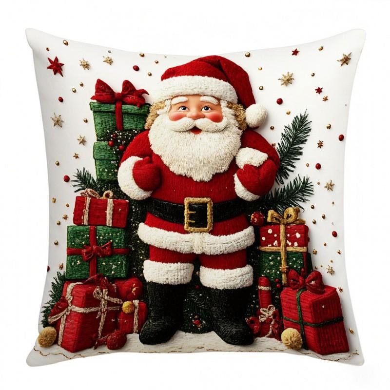 Plush Snowman Print Pillow Cover 45x45cm Christmas Decorative Cushion Case Sofa Living Room Bedroom