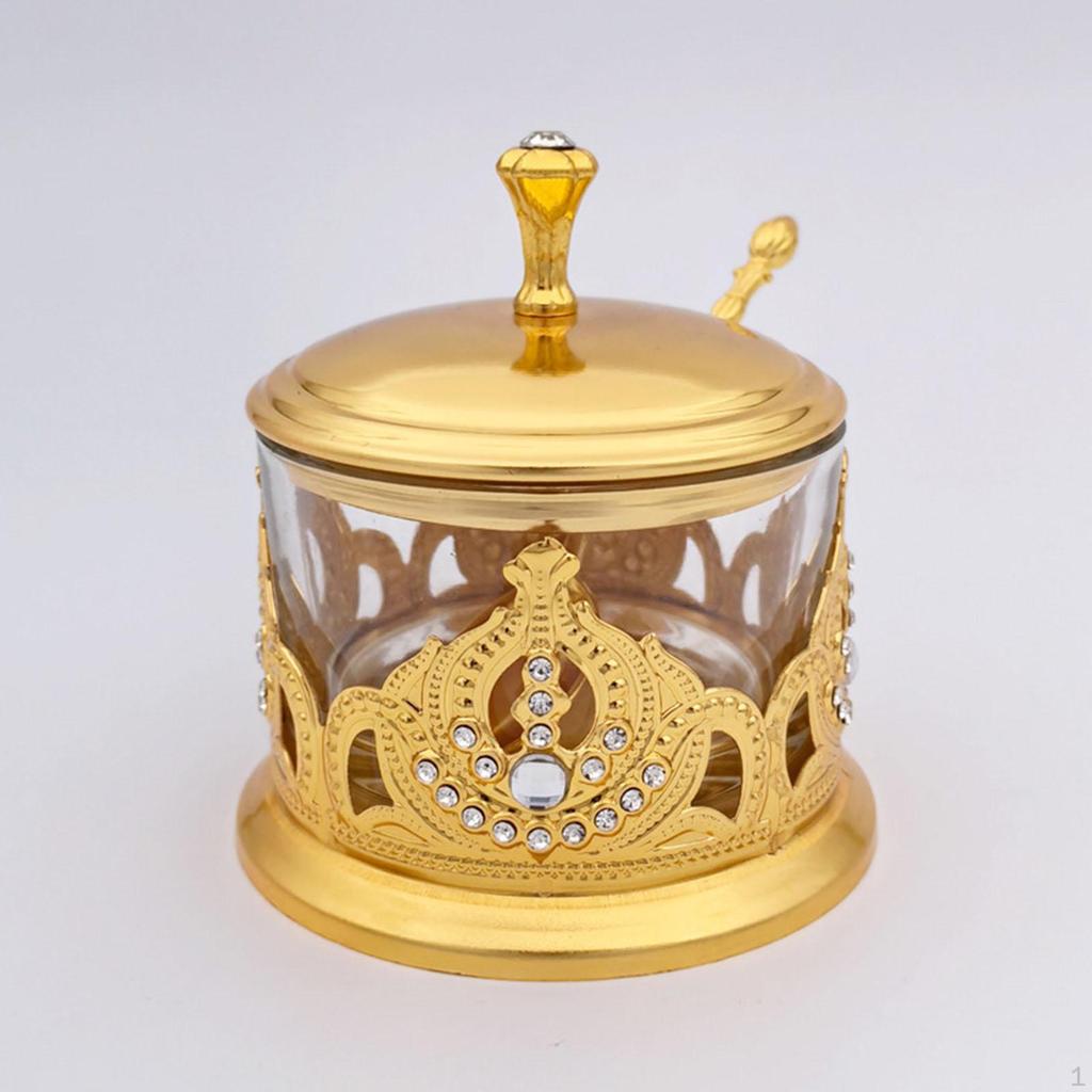 Condiment Containers Jar (Gold Color) Modern Tea Canister Small Sugar Bowl European Spice