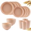 16Pcs Wheat Straw Dinnerware Set Eco Friendly Tableware Unbreakable Kitchen Cutlery Dishes Eating Cutlery Camping Service for 4