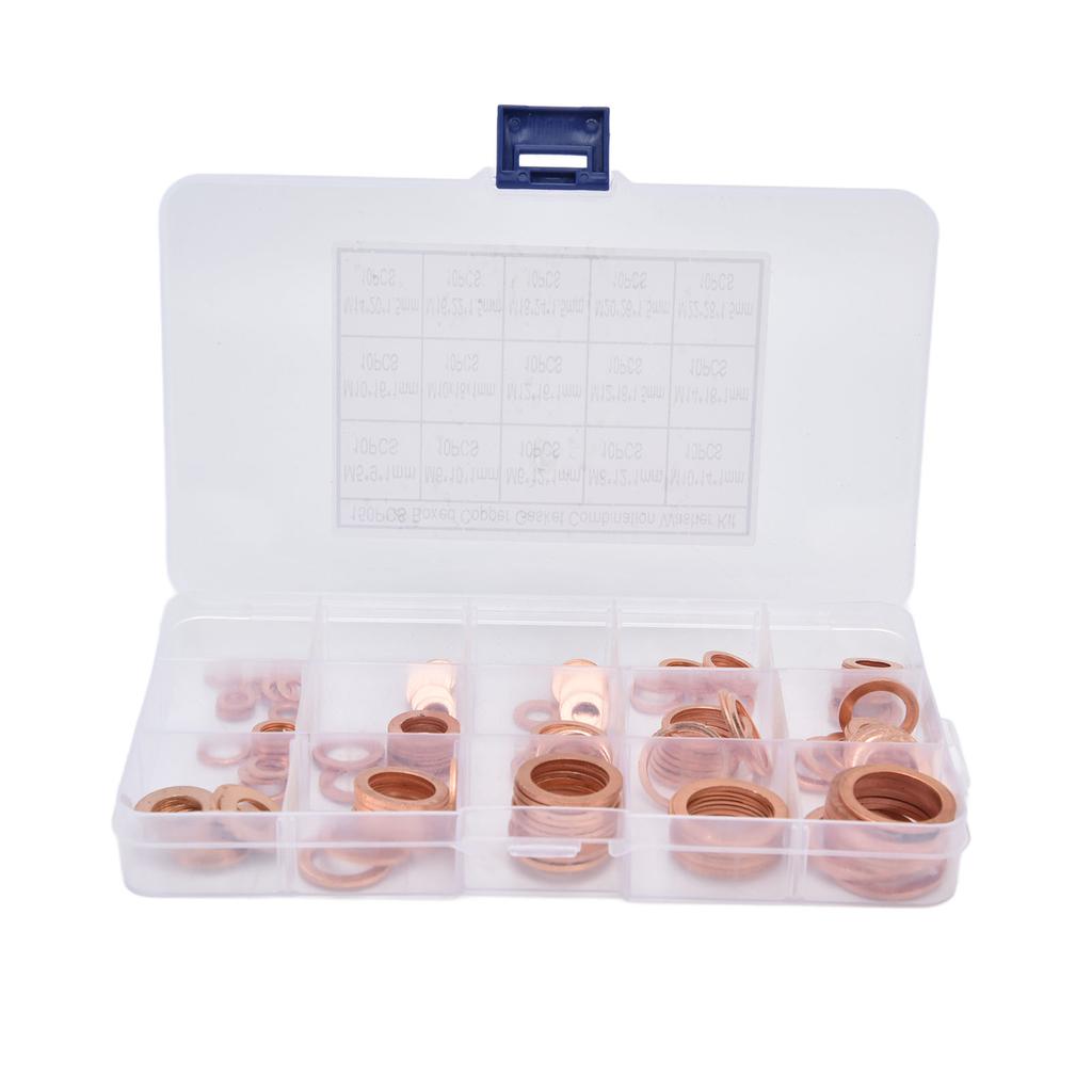 150 шт. Медные шайбы Уплотнительные шайбы Ассортимент Масляные уплотнения Прокладка для насосов Клапаны М5?М22
