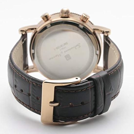 Salvatore Marra Retro Onion Crown Chronograph Watch with Embossed Leather and Roman Numerals Available in 5 Models Men's (SM19109-PGBK1 no. 5) -