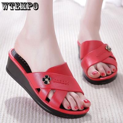 Тапочки, женские сандалии на наклонном каблуке, летние туфли на высоком каблуке с толстой подошвой, водонепроницаемая обувь на платформе с губчатой ​​подошвой, женские тапочки с перекрестными ремешками