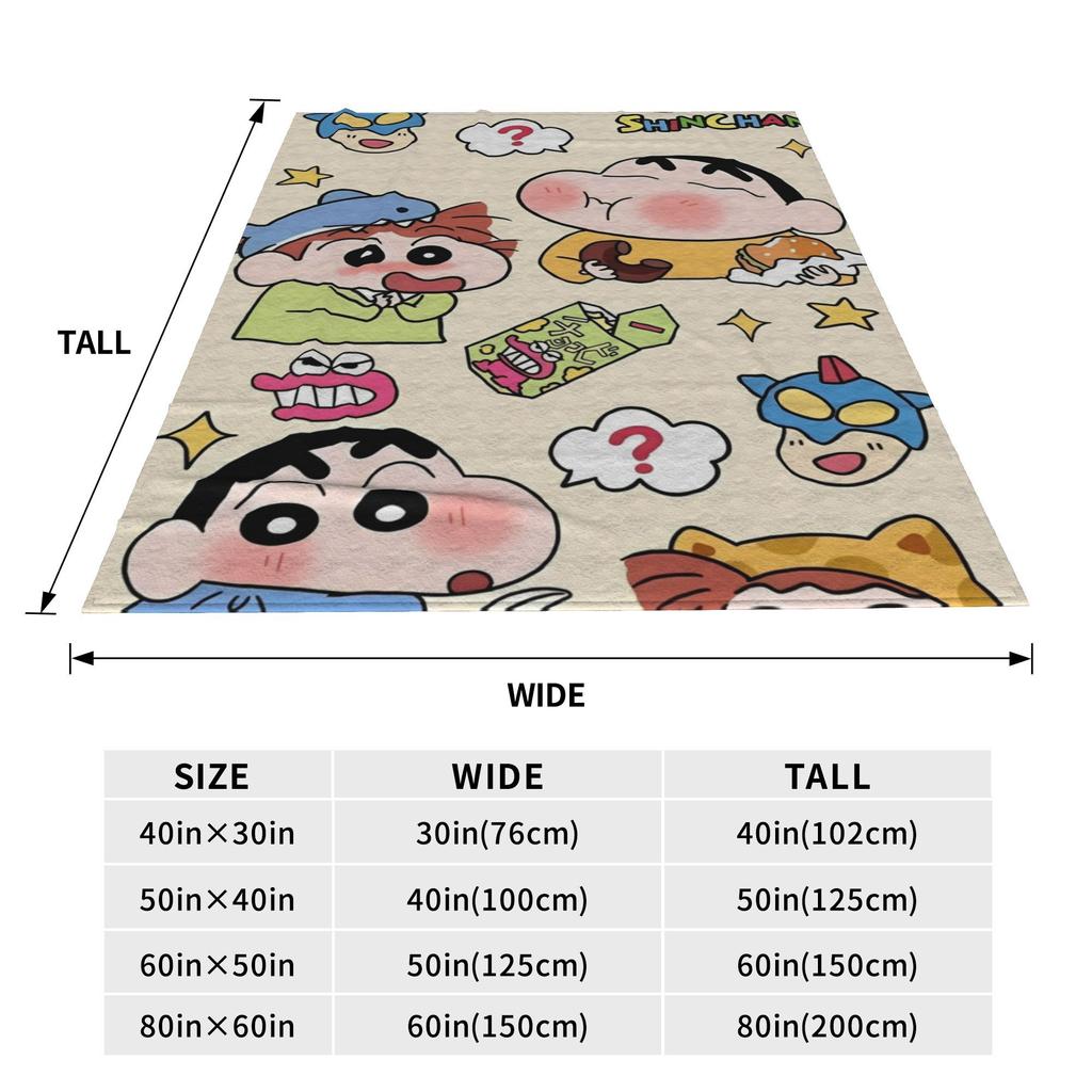 Crayon Shin-chans Cartoon Anime Print Blanket For Men Women Cozy Soft Throw Blankets for Sofa 50x60 Inches Multi-size