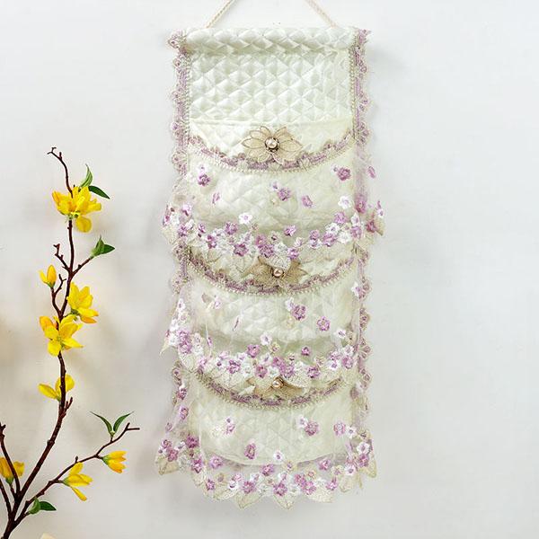 Винтажная кружевная подвесная сумка для хранения, настенная подвесная сумка для хранения на двери, задняя сумка для хранения с вышивкой, гардероб, сумка для хранения туалетной ткани