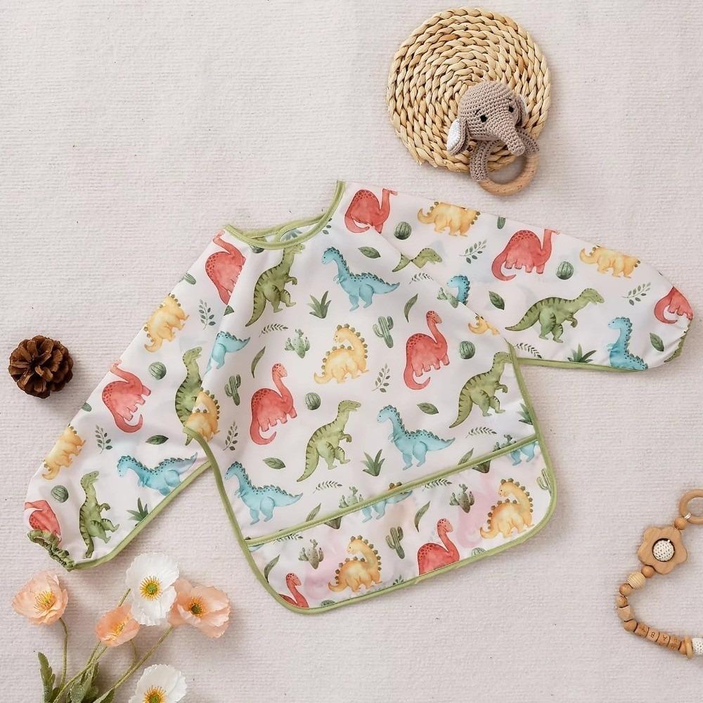 Easy To Clean Feeding Apron Colorful Cartoon Printing Full Body Cover Bibs  Self Feeding