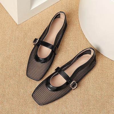 Модные дышащие балетки из воздушной сетки Мэри Джейн Женские вырезы Кружево Балетки Лоферы Весенняя обувь Женские ремешки с пряжками Мокасины Обувь для босой ноги
