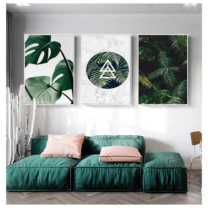 Настенная живопись, художественный постер, скандинавский ботанический принт, скандинавская картина для гостиной, домашний декор, зеленое растение, монстера, папоротник, холст