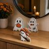 Lightweight Halloween Party Supplies Cute Ghost Sign, Pumpkin Tombstone Wooden Plaque Reusable Autumn Seasonal Accents for Tiered Tray Decor,