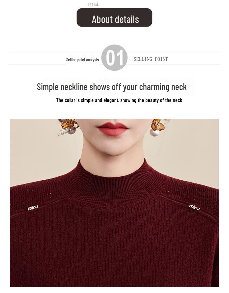 Mom's Winter Plus Velvet Red Sweater for the Year of the Horse - Warm Middle-Aged Women's Base Layer Top