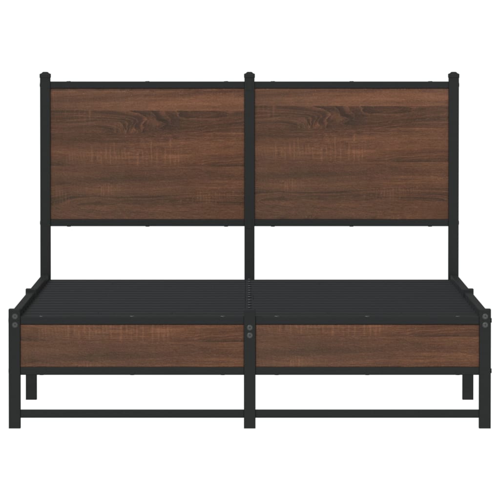 Metal Bed Frame without Mattress Brown Oak Effect 120 x 190 cm