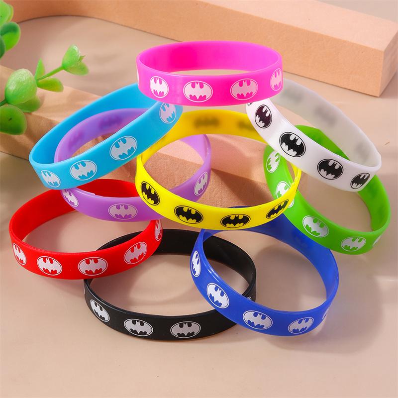 10Pcs/Set Trendy Colorful Bat Pattern Rubber Bracelets for Women Girls Simple Bracelets Party Holiday Jewelry Gifts