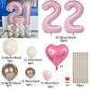 Pink number column balloon set, pink balloons suitable for birthday parties, graduation, weddings, and anniversary decorations