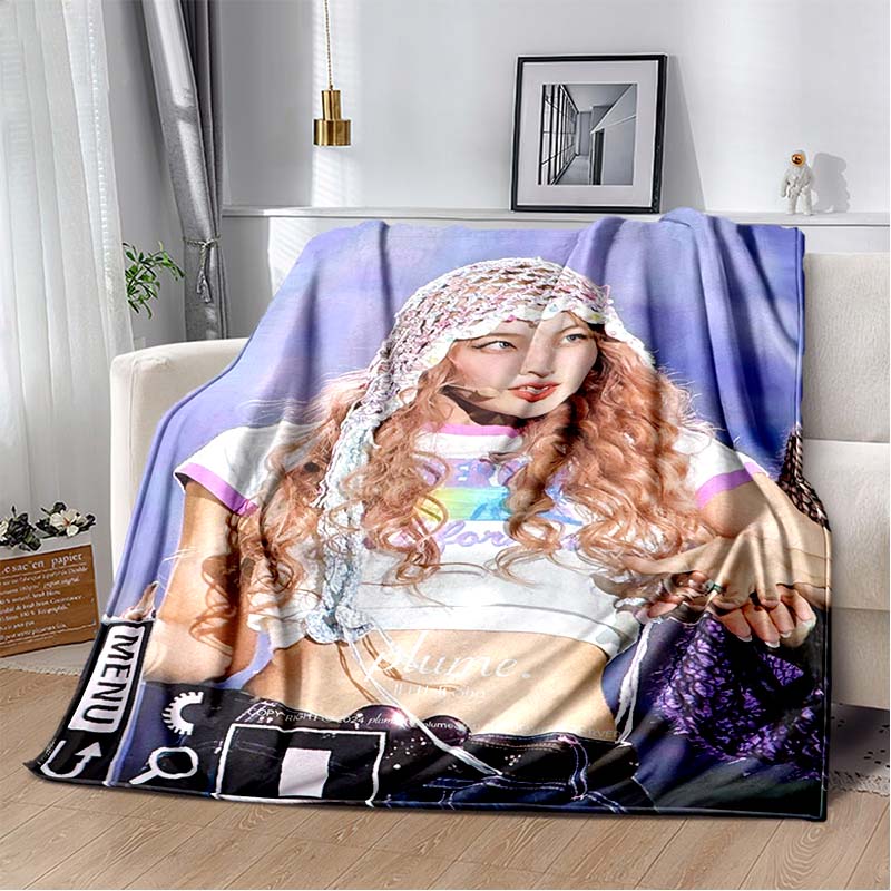 3D Printed Flannel Blanket I-ILLIT Combo K-POP Home Sofa Bed Blanket | Birthday Gift, Customizable