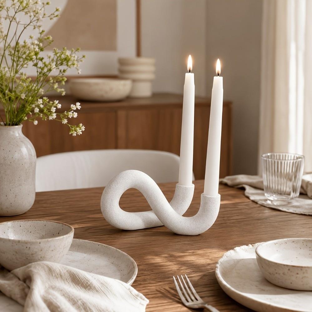 Curved Abstract Art Candlestick 3D Printed Aromatherapy Candle Base Entryway Ornament