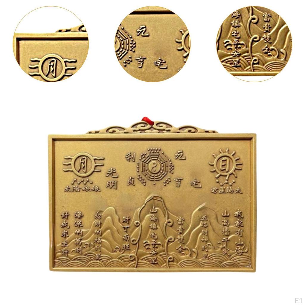 Chinese Feng Shui Bagua Decorative Mirror 13x9.5 Cm Copper Accessory