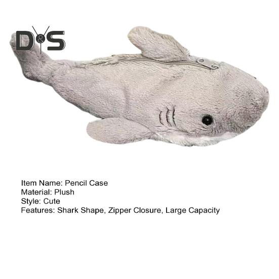 Пенал в форме акулы с застежкой-молнией, вместительная сумка для хранения канцелярских принадлежностей, утолщенный бархатный органайзер для принадлежностей для письма