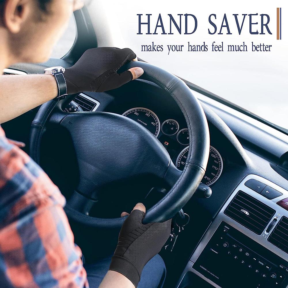 1 пара компрессионных перчаток с ионами меди от артрита, облегчают боль в руках, отеки и карпальный туннельный синдром, без пальцев для печати, поддержка для суставов