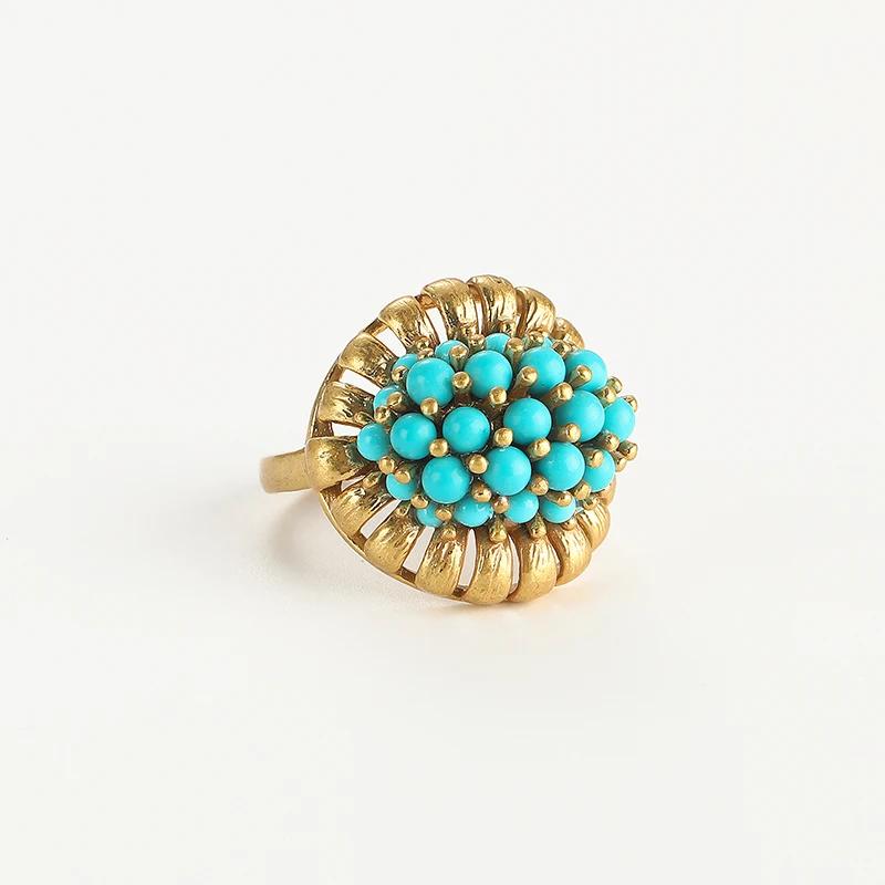 Натуральные бусины Синие кольца Камни Бохо Роскошь Дерево Лист Медь Винтаж Антиквариат Женские аксессуары Высокий бренд Ювелирные изделия 2025 CLE