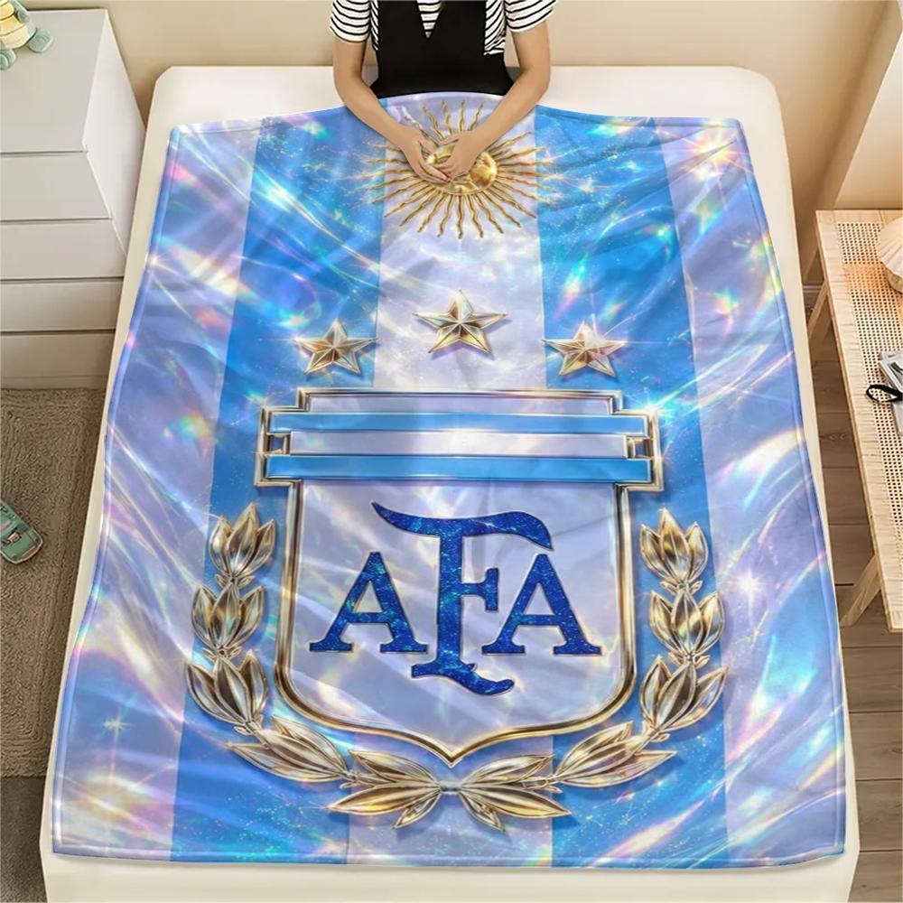 1PC Argentina national FC Print Flannel Blanket, High quality Comfortable for All Seasons, Home Decor, Warmth and Comfort, Perfect for Christmas Gifts