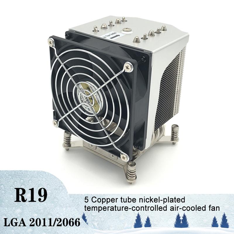 COOLSERVER R19 4U Серверный кулер для процессора 5 тепловых трубок Корпус для настольного ПК бесшумный вентилятор Для LGA2011 2066 115X Рабочая станция Компьютерный радиатор