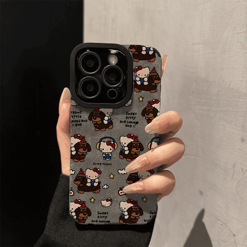 Новый мультяшный котенок подходит для нового чехла iPhon16promax с мехом для Apple 17Pro 15, противоударного, с мелкими отверстиями.